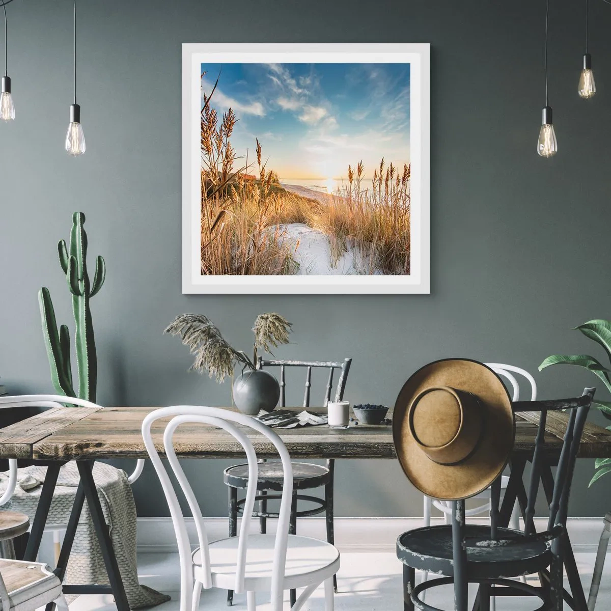 Affiche dans un cadre blanc - Poster - Plage du nord - 50x50 cm