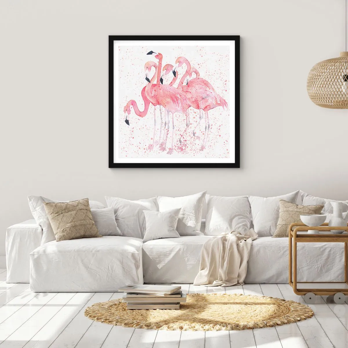 Affiche dans un cadre noir - Poster - Ensemble rose - 30x30 cm