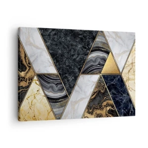 Impression sur toile - Image sur toile - Triangles géométriques en or, marbre et nuances sombres - 70x50cm - Pierre après pierre - Décoration murale moderne pour le salon et la chambre ARTTOR