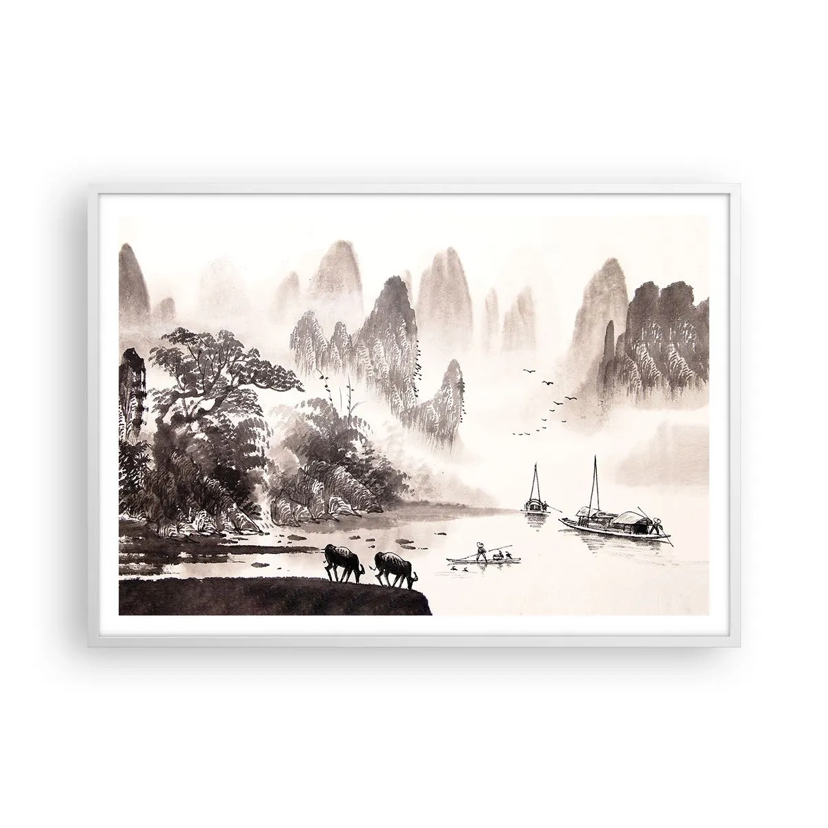 Affiche dans un cadre blanc - Poster - Le quotidien exotique de l'Orient - 100x70 cm