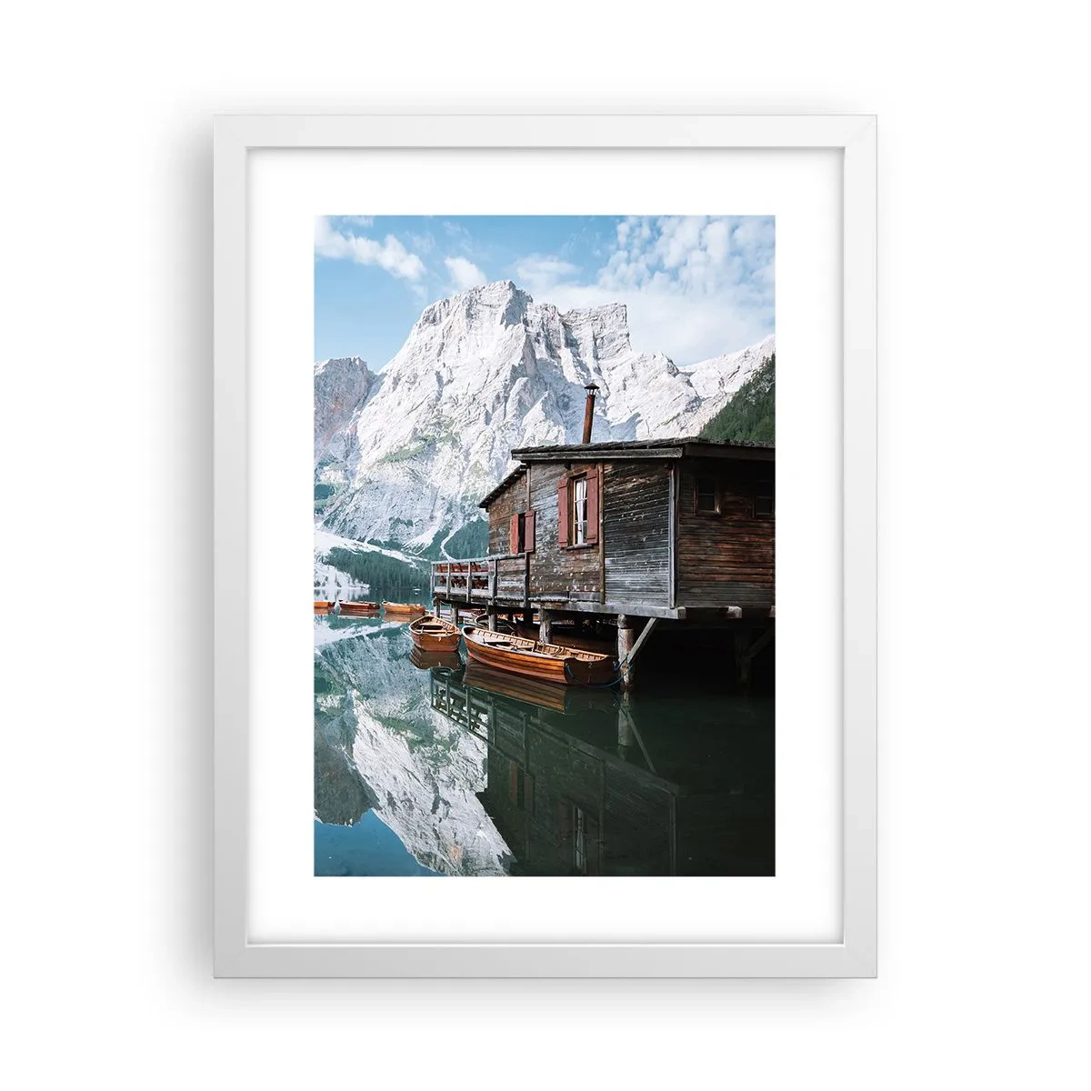 Affiche dans un cadre blanc - Poster - Un matin cristallin en montagne - 30x40 cm