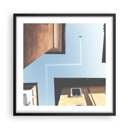 Affiche dans un cadre noir - Poster - Au-dessus du labyrinthe de la ville - 50x50 cm