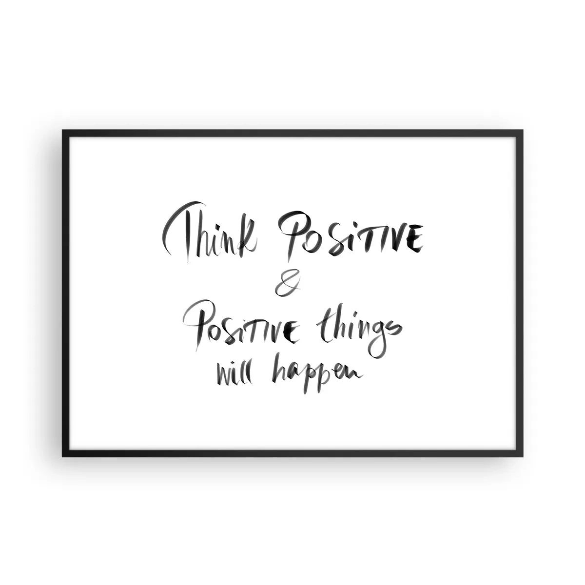 Affiche dans un cadre noir - Poster - Lettrage inspirant en noir sur fond blanc - 100x70cm - Comment vivre? - Décoration murale moderne pour le salon et la chambre ARTTOR