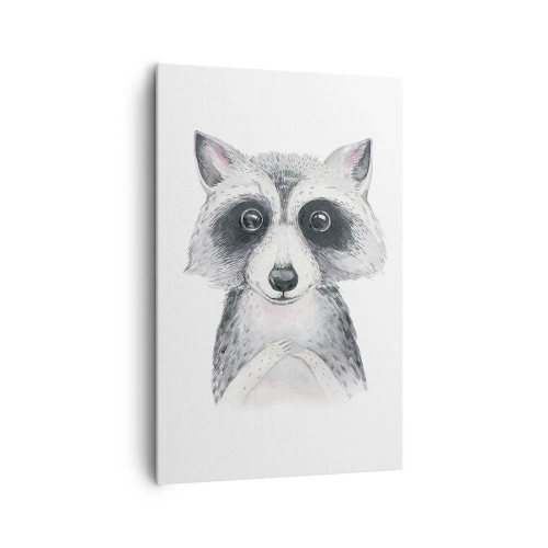 Impression sur toile - Image sur toile - Adorable portrait d'un raton laveur sur fond blanc - 80x120cm - Un moment pour s'émouvoir - Décoration murale moderne pour le salon et la chambre ARTTOR