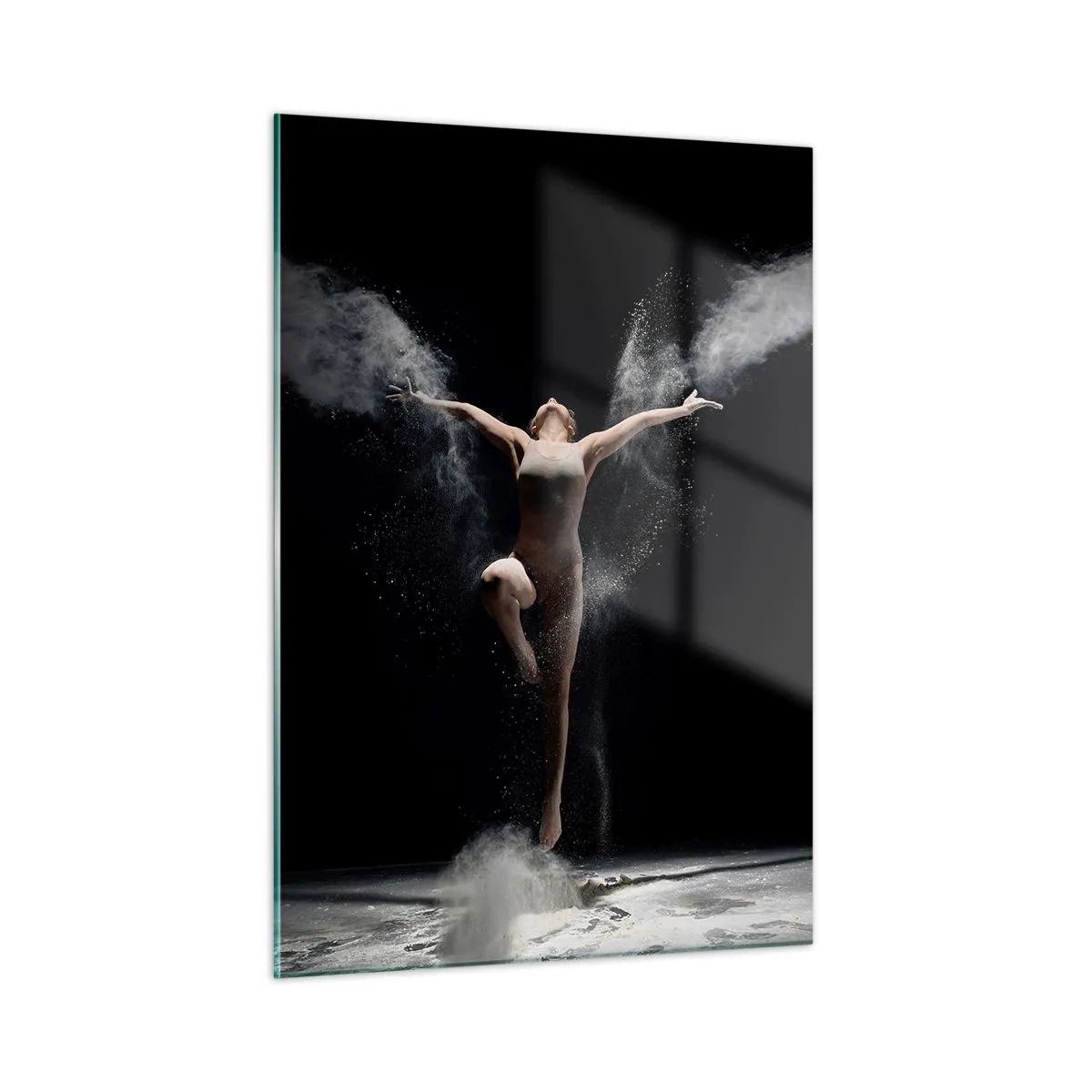 Impression sur verre - Image sur verre - Une danseuse dans des nuages de poudre sur fond noir - 50x70cm - Les elfes existent - Décoration murale moderne pour le salon et la chambre ARTTOR