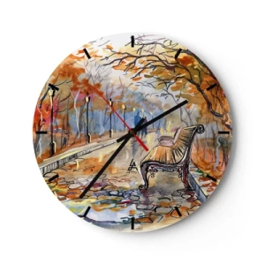 Horloge murale - Pendule murale - Errer ensemble à l'automne - 40x40 cm