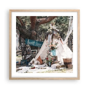 Affiche dans un chêne clair - Poster - Make love… - 50x50 cm