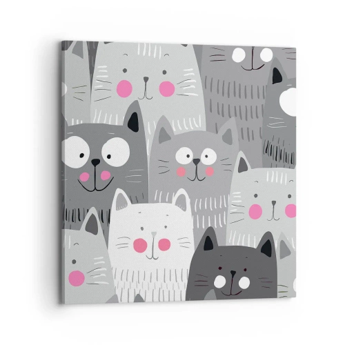 Impression sur toile - Image sur toile - Le monde des chats - 70x70 cm