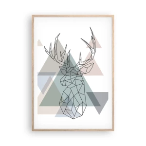 Affiche dans un chêne clair - Poster - Dans une forêt géométrique - 70x100 cm