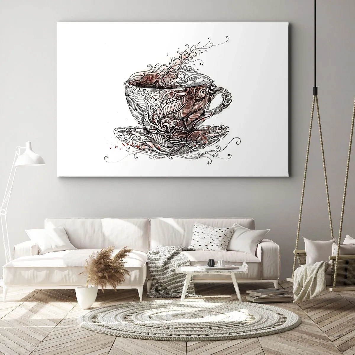 Impression sur toile - Image sur toile - Tasse à café décorative avec un motif artistique - 70x50cm - Du thé, bon pour tout - Décoration murale moderne pour le salon et la chambre ARTTOR