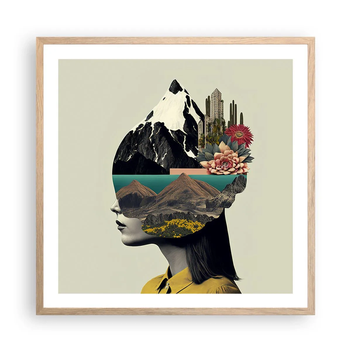 Affiche dans un chêne clair - Poster - La femme – toujours un mystère - 60x60 cm