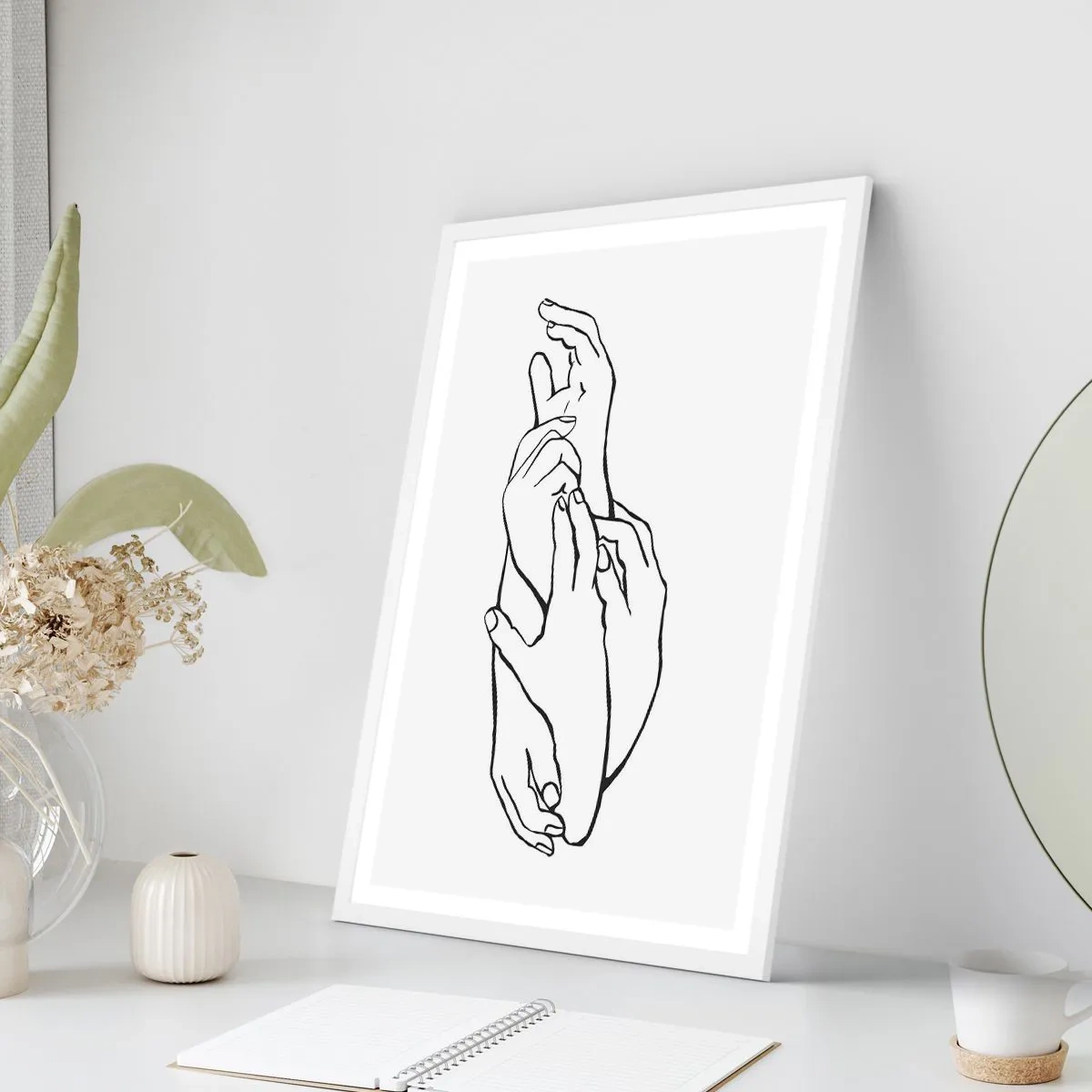 Affiche dans un cadre blanc - Poster - Bon contact - 70x100 cm