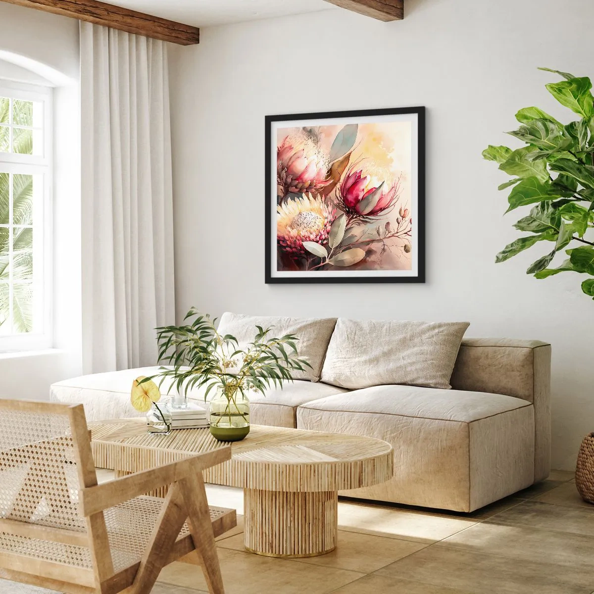 Affiche dans un cadre noir - Poster - De profil et de face - 60x60 cm