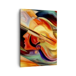 Impression sur toile - Image sur toile - Abstraction colorée inspirée de la musique et de la guitare - 50x70cm - Tout va bien - Décoration murale moderne pour le salon et la chambre ARTTOR