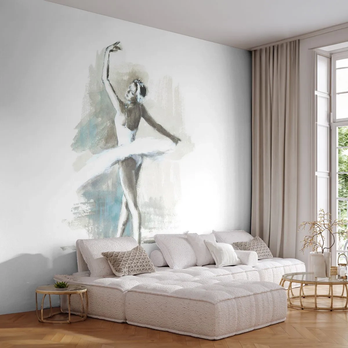 Papier Peint Photo Premium Sand - Enchantement du cygne - Ballerine, Danse, Ballet - 350x256 cm