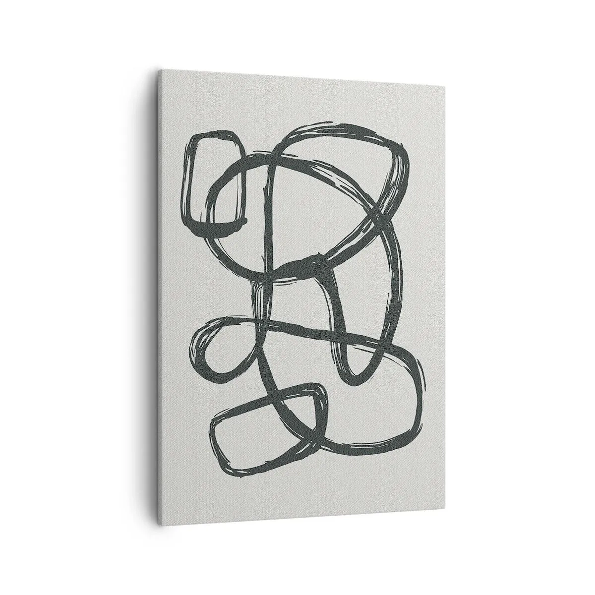 Impression sur toile - Image sur toile - Lignes abstraites créant des formes libres sur un fond clair - 50x70cm - Abstraction en boucle - Décoration murale moderne pour le salon et la chambre ARTTOR