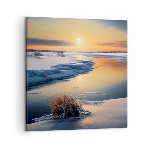 Impression sur toile - Image sur toile - Coucher de soleil d'hiver - 50x50 cm