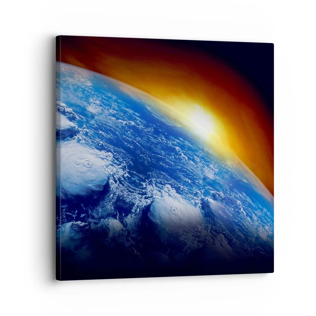 Impression sur toile - Image sur toile - Lever de soleil sur la planète bleue - 30x30 cm