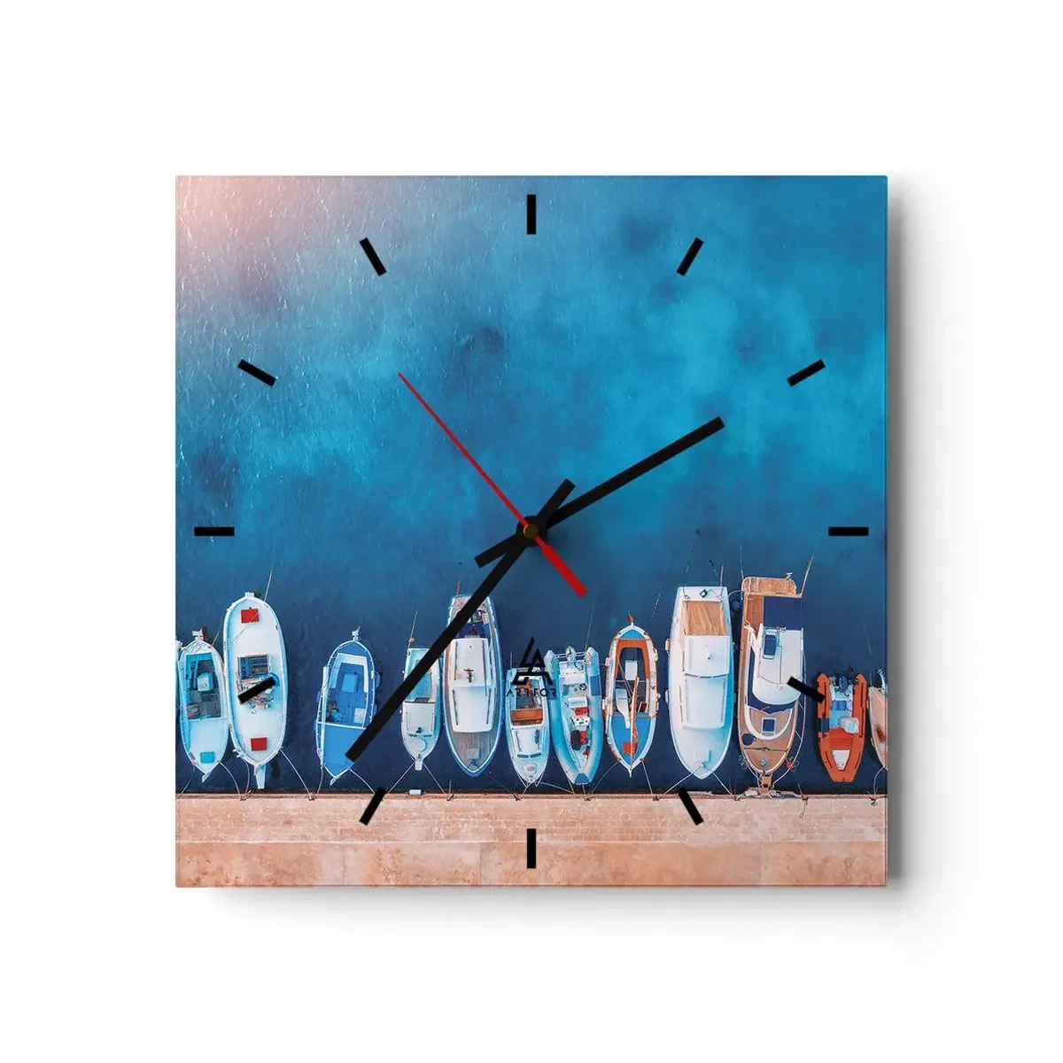 Horloge murale - Pendule murale - Bateaux amarrés au rivage contre l'eau bleue - 30x30cm - En une seule fois - Décoration murale moderne pour le salon et la chambre ARTTOR