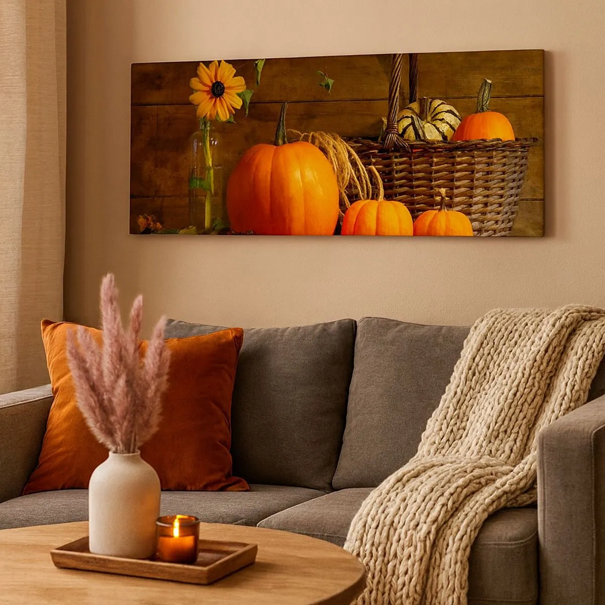 Impression sur toile - Image sur toile - Une composition rustique - cadeaux d'automne - 100x40 cm