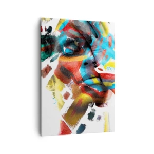 Impression sur toile - Image sur toile - Portrait abstrait aux couleurs vives - 50x70cm - Personnalité colorée - Décoration murale moderne pour le salon et la chambre ARTTOR