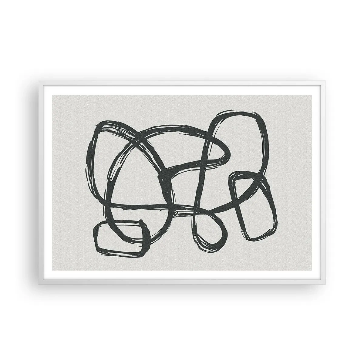 Affiche dans un cadre blanc - Poster - Abstraction en boucle - 100x70 cm