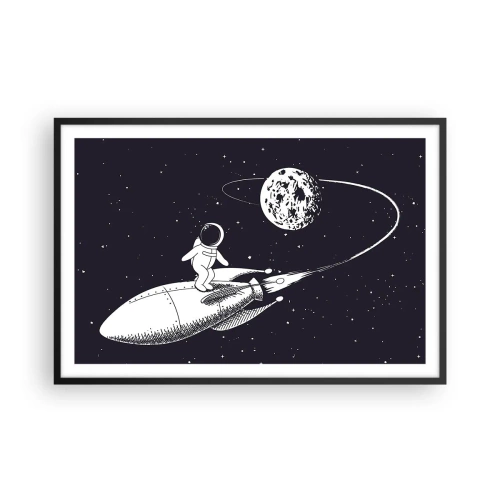 Affiche dans un cadre noir - Poster - Surfeur de l'espace - 91x61 cm