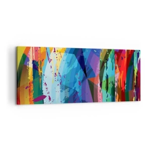 Impression sur toile - Image sur toile - Abstraction colorée dans des motifs et des formes dynamiques - 120x50cm - Vertiges colorés - Décoration murale moderne pour le salon et la chambre ARTTOR
