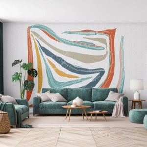 Papier Peint Photo Premium Canvas - Abstraction avec un sourire amical - Bohème, Morceau, Moderne - 150x105 cm