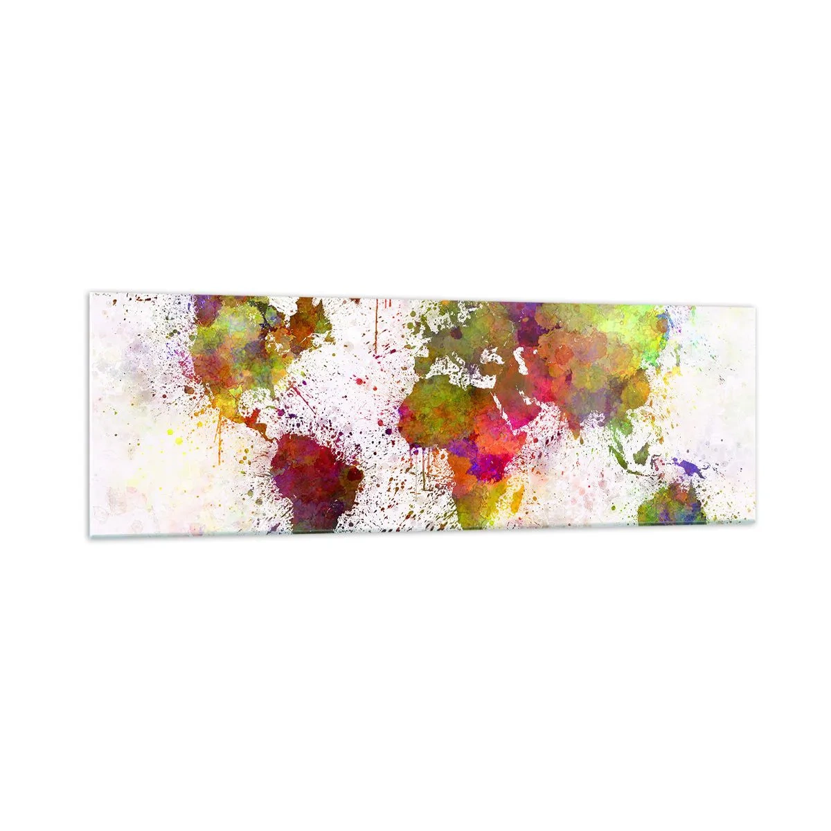Impression sur verre - Image sur verre - Une carte du monde colorée dans un style abstrait - 160x50cm - D'une certaine manière ça s'est passé de la même façon - Décoration murale moderne pour le salon et la chambre ARTTOR