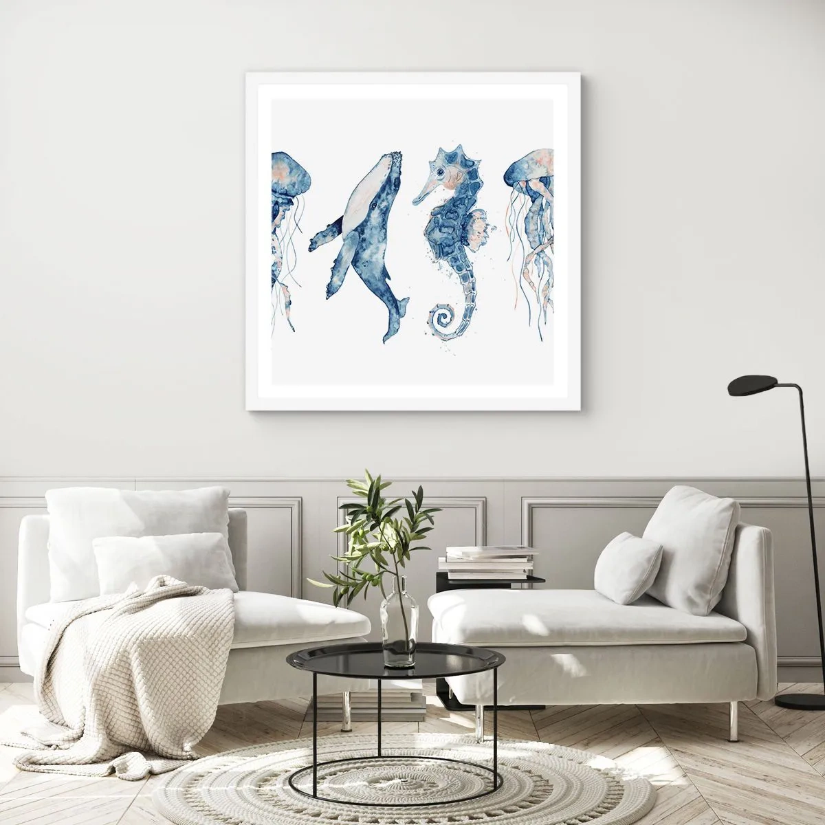 Affiche dans un cadre blanc - Poster - Merveilles de la mer - 50x50 cm