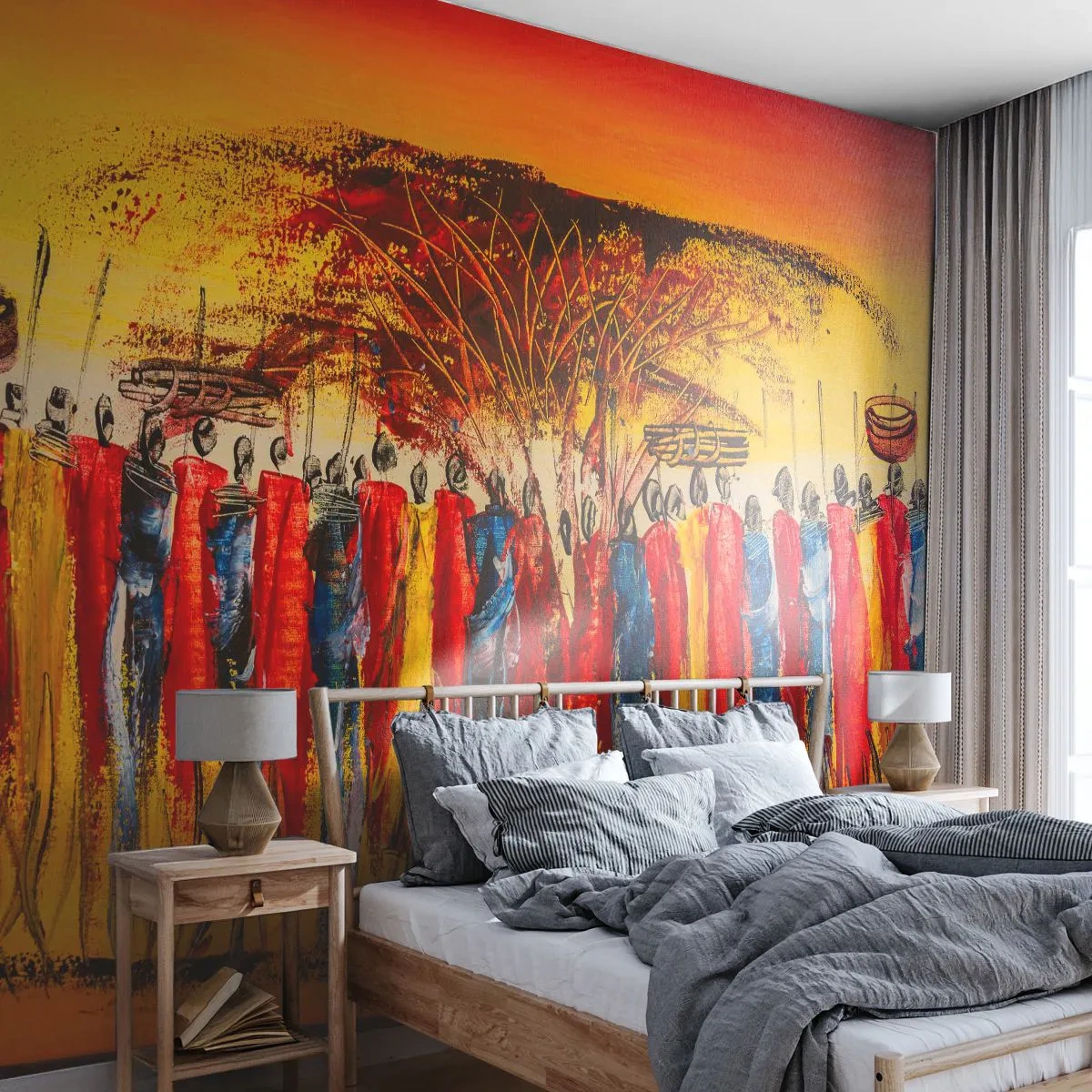 Papier Peint Photo Premium Canvas - Là-bas, là-bas, ils vont là-bas - Morceau, Personnes, Afrique - 250x175 cm