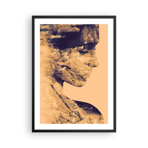 Affiche dans un cadre noir - Poster - Portrait avec un paysage dans le style de double exposition - 50x70cm - Beauté de la nature - Décoration murale moderne pour le salon et la chambre ARTTOR