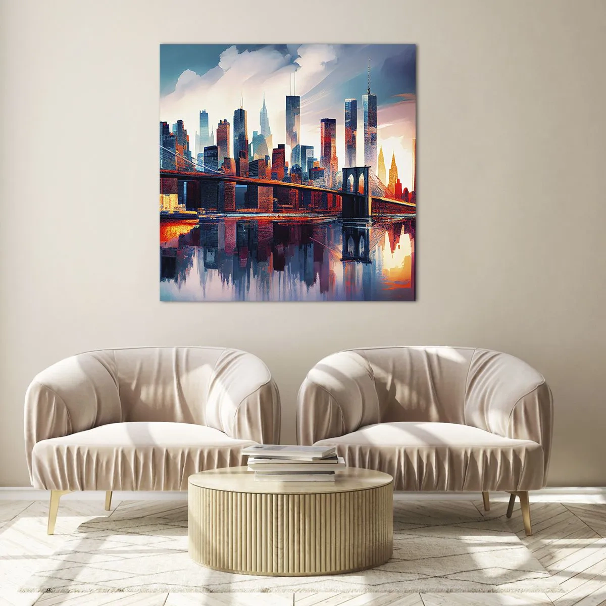 Impression sur verre - Image sur verre - New York onirique - 50x50 cm