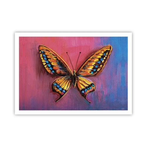 Affiche - Poster - Papillon coloré sur un fond abstrait - 100x70cm - Un joyau de la nature - Décoration murale moderne pour le salon et la chambre ARTTOR