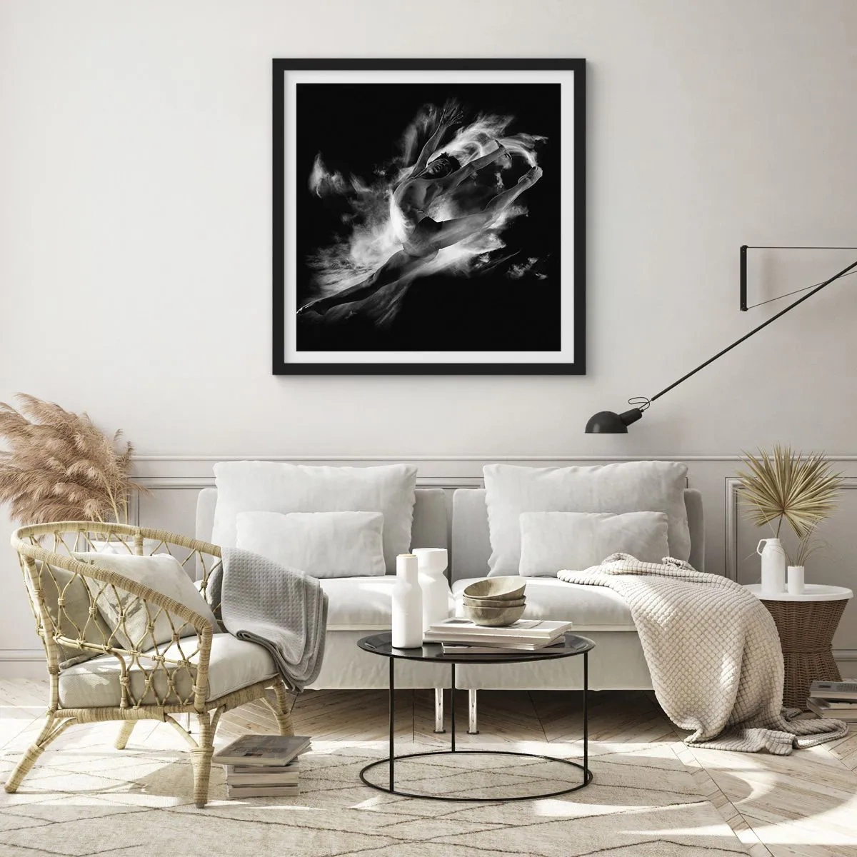 Affiche dans un cadre noir - Poster - Coincé en l'air - 30x30 cm