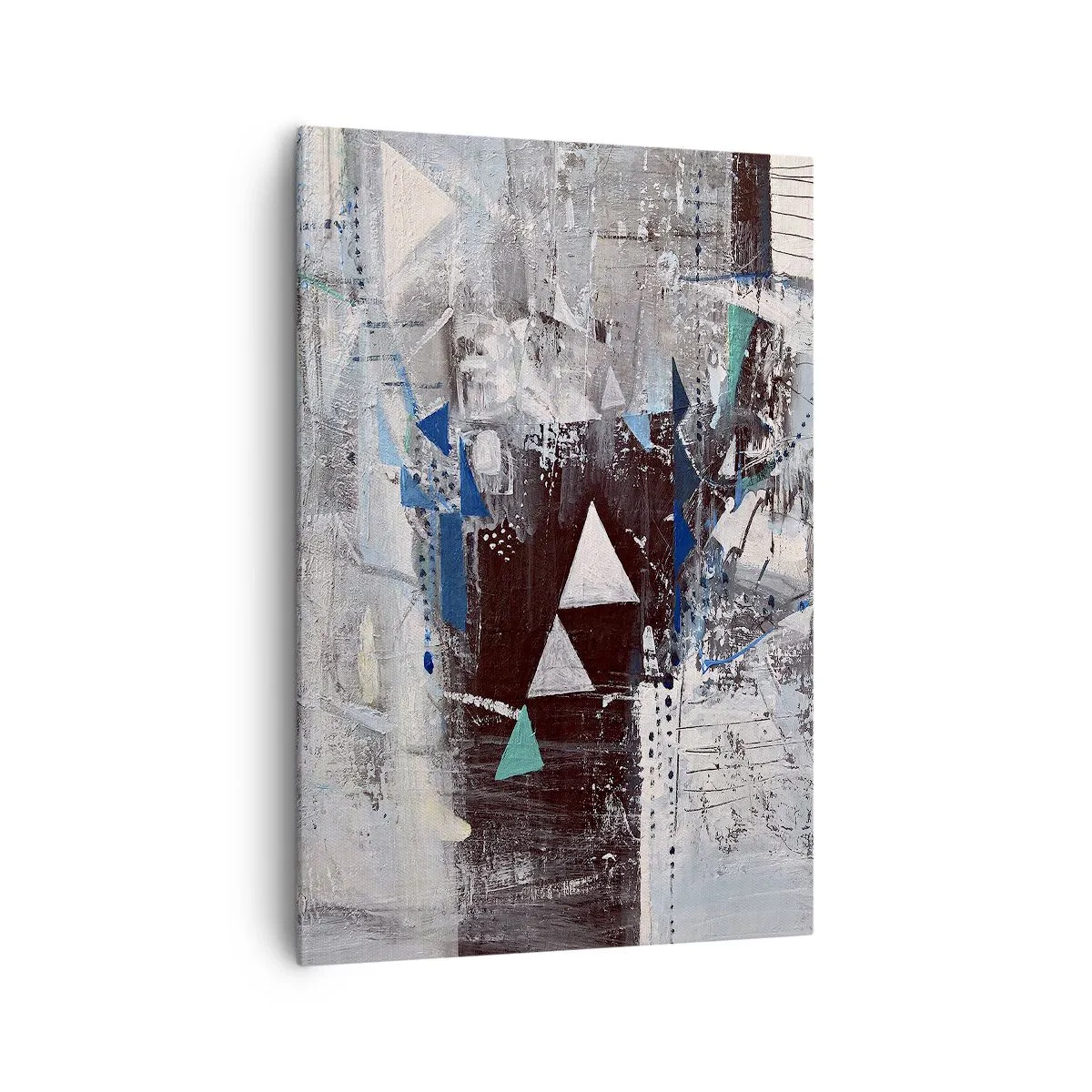 Impression sur toile - Image sur toile - Composition abstraite avec des triangles et des motifs géométriques - 70x100cm - Ordre prioritaire des triangles - Décoration murale moderne pour le salon et la chambre ARTTOR