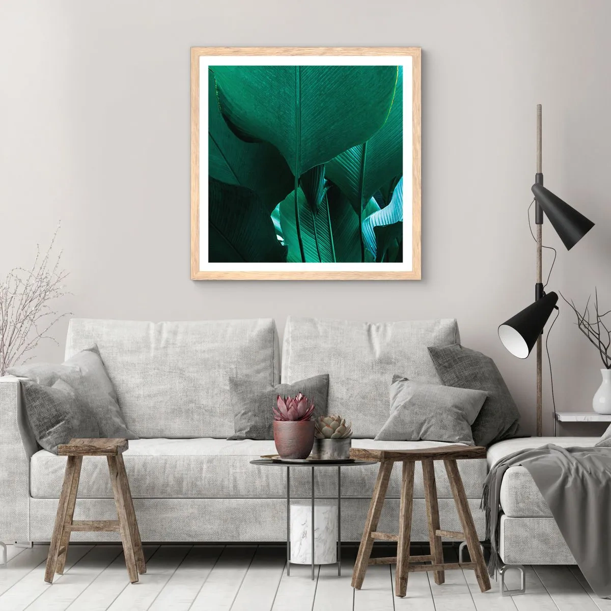 Affiche dans un chêne clair - Poster - Tourné vers la lumière - 50x50 cm