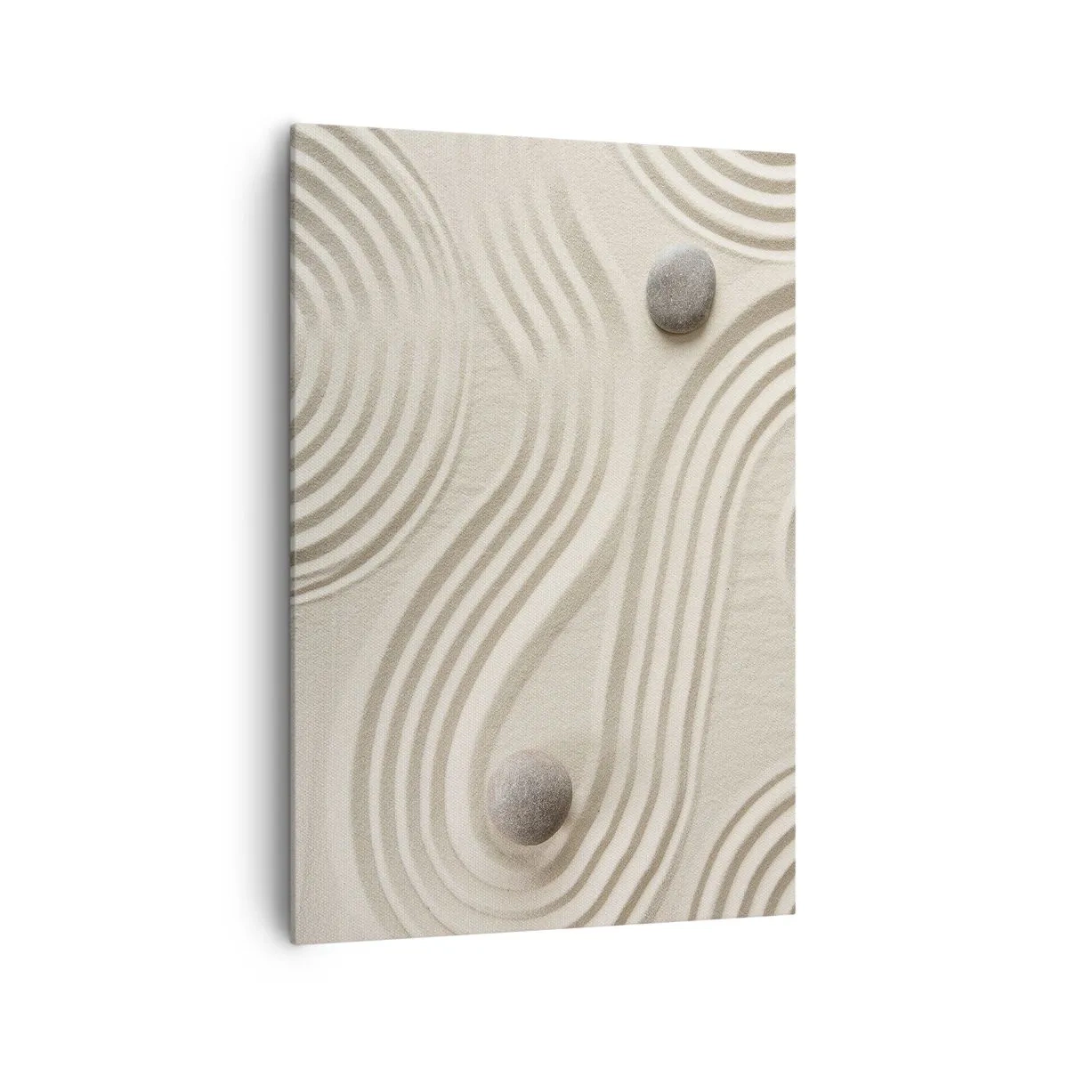 Impression sur toile - Image sur toile - Design zen minimaliste avec du sable et des pierres - 70x100cm - Touche de chaleur - Décoration murale moderne pour le salon et la chambre ARTTOR