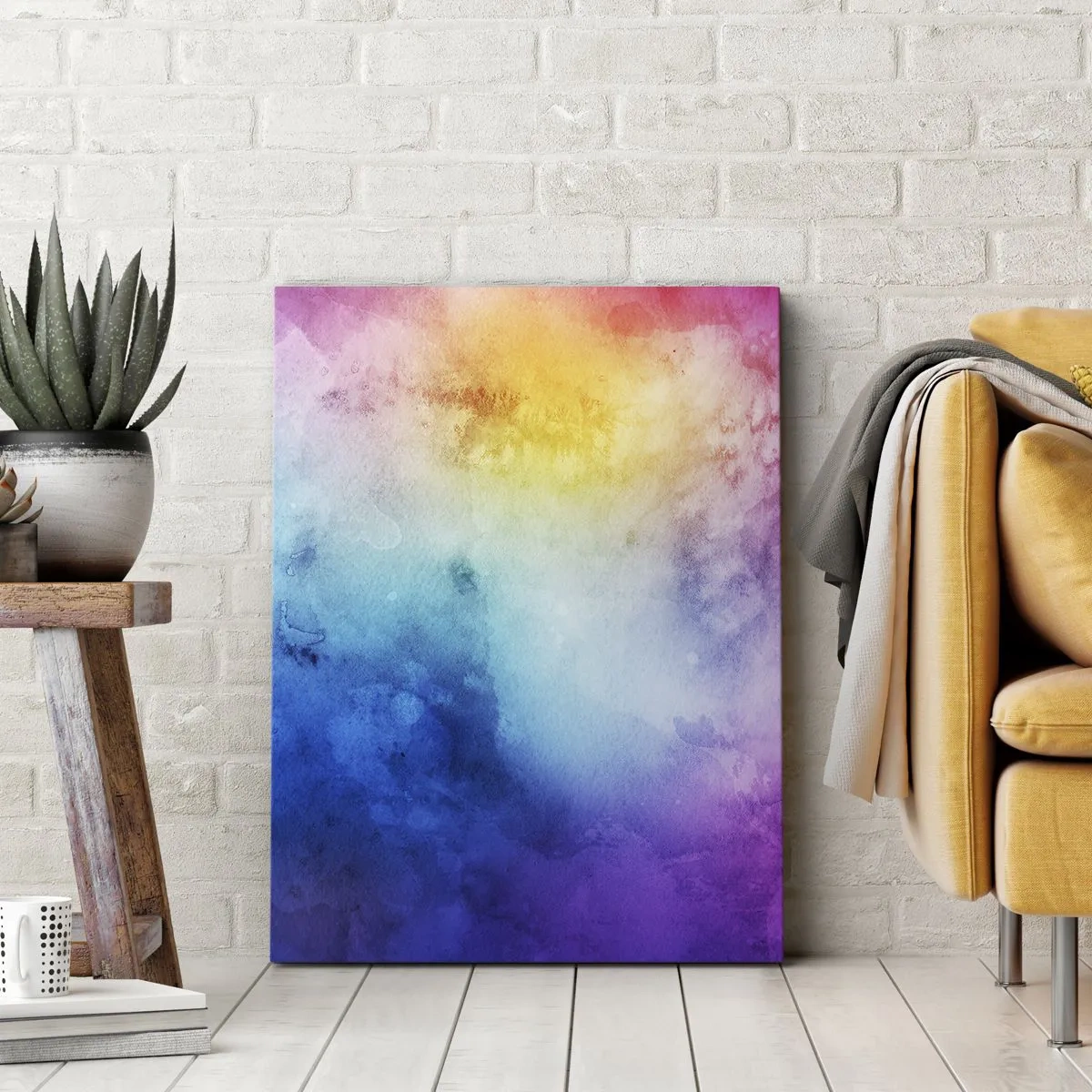 Impression sur toile - Image sur toile - Une composition abstraite dans des tons pastel de rose et de bleu. - 80x120cm - Presque au septième ciel - Décoration murale moderne pour le salon et la chambre ARTTOR