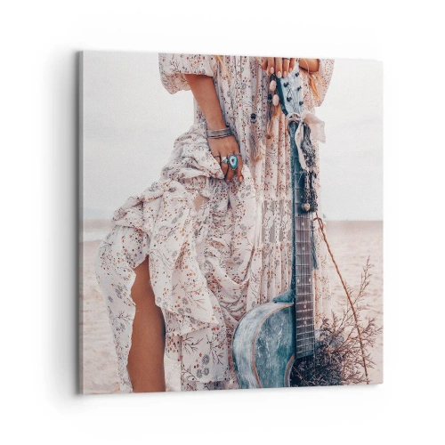 Impression sur toile - Image sur toile - Enfant de fleur en route - 60x60 cm