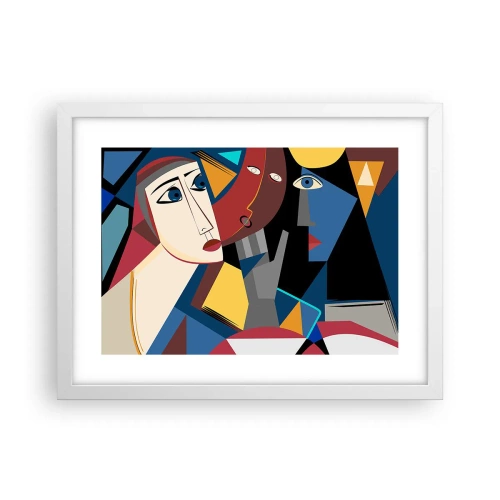 Affiche dans un cadre blanc - Poster - Une conversation entre cubistes - 40x30 cm