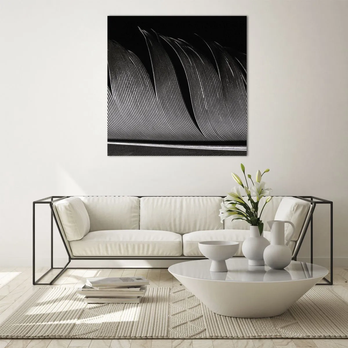 Impression sur verre - Image sur verre - La plume – un design magnifique - 40x40 cm