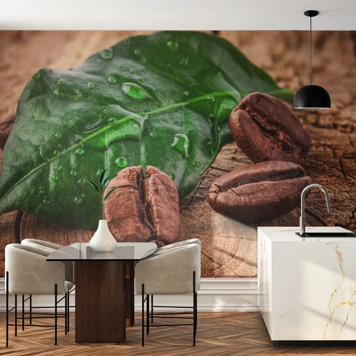 Papier Peint Autocollant Deluxe Sticker - La plus vraie et noire - La gastronomie, Café, Grain de café - 250x175 cm