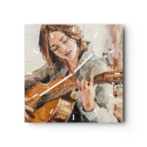 Horloge murale - Pendule murale - Concerto pour guitare et coeur de fille - 40x40 cm