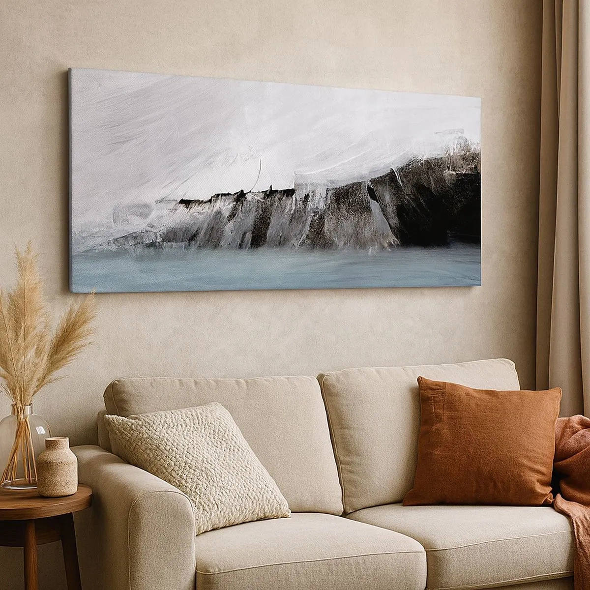Impression sur toile - Image sur toile - Eau – terre : choc des éléments - 100x40 cm