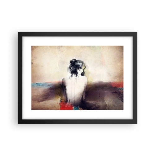 Affiche dans un cadre noir - Poster - Lignes lisses, formes ovales - 40x30 cm