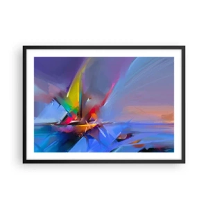 Affiche dans un cadre noir - Poster - Composition abstraite aux couleurs intenses - 70x50cm - Hélices comme un oiseau - Décoration murale moderne pour le salon et la chambre ARTTOR