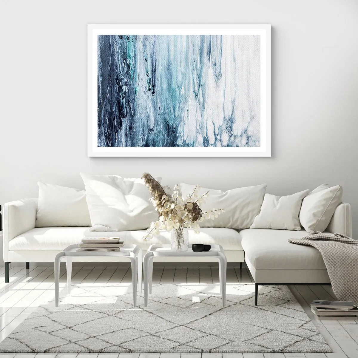 Affiche dans un cadre blanc - Poster - Une glace bleue - 100x70 cm