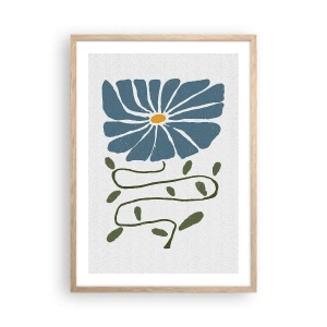 Affiche dans un chêne clair - Poster - Une branche à une fleur - 50x70 cm